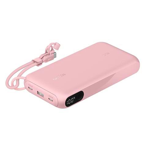 Belkin Batería Externa USB-C de 20 000 mAh, Power Bank con 2 Puertos USB Tipo C y 1 Puerto USB-A