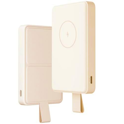 Xiaomi Magnetic Power Bank 6000Mah - Bateria Externa de Carga Magnética | Cargador Portátil Inalámbrico o por Cable | Cargador Batería Externa Extrarápida con Soporte | Color Beige