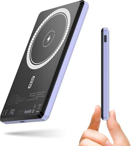 NOHON Batería Externa mag-Safe Powerbank: 5000mAh 8MM Slim Magnético Powerbank Inalambrico Cargador Portátil con USB-C Carga Rápida 20W PD Compatible con iPhone 16/15/14/13/12 Mini/Pro/Pro MAX