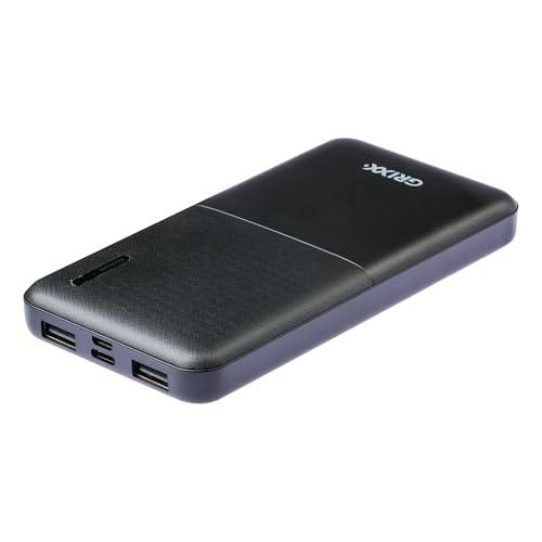 Grixx Batería Externa de 10.000 mAh, 2 Puertos USB-A de Salida