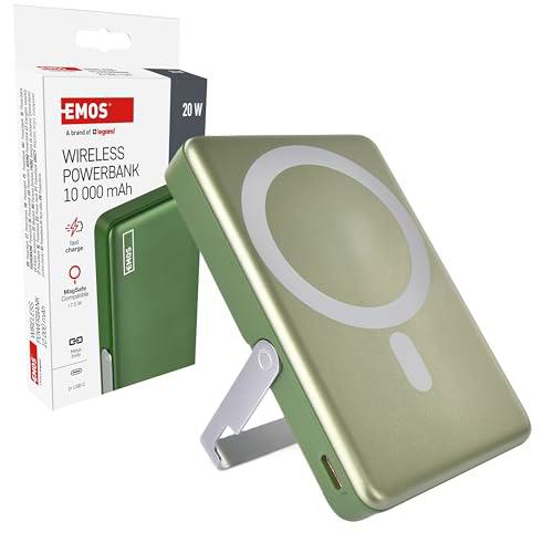 EMOS - Powerbank 10.000 mAh WI 1031 con imán - Batería Externa magnética con passthrough y Carga inalámbrica